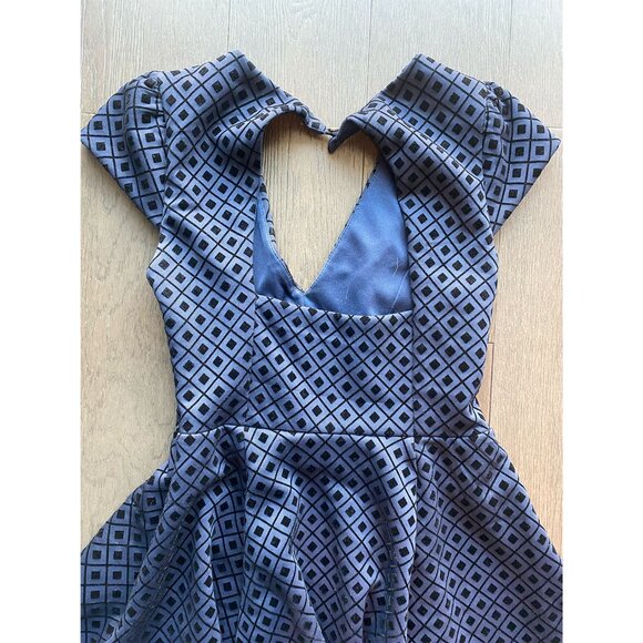 Altard State A-Line Navy Dress with Velvet Diamond Shapes Size Small - Picture 4 of 7